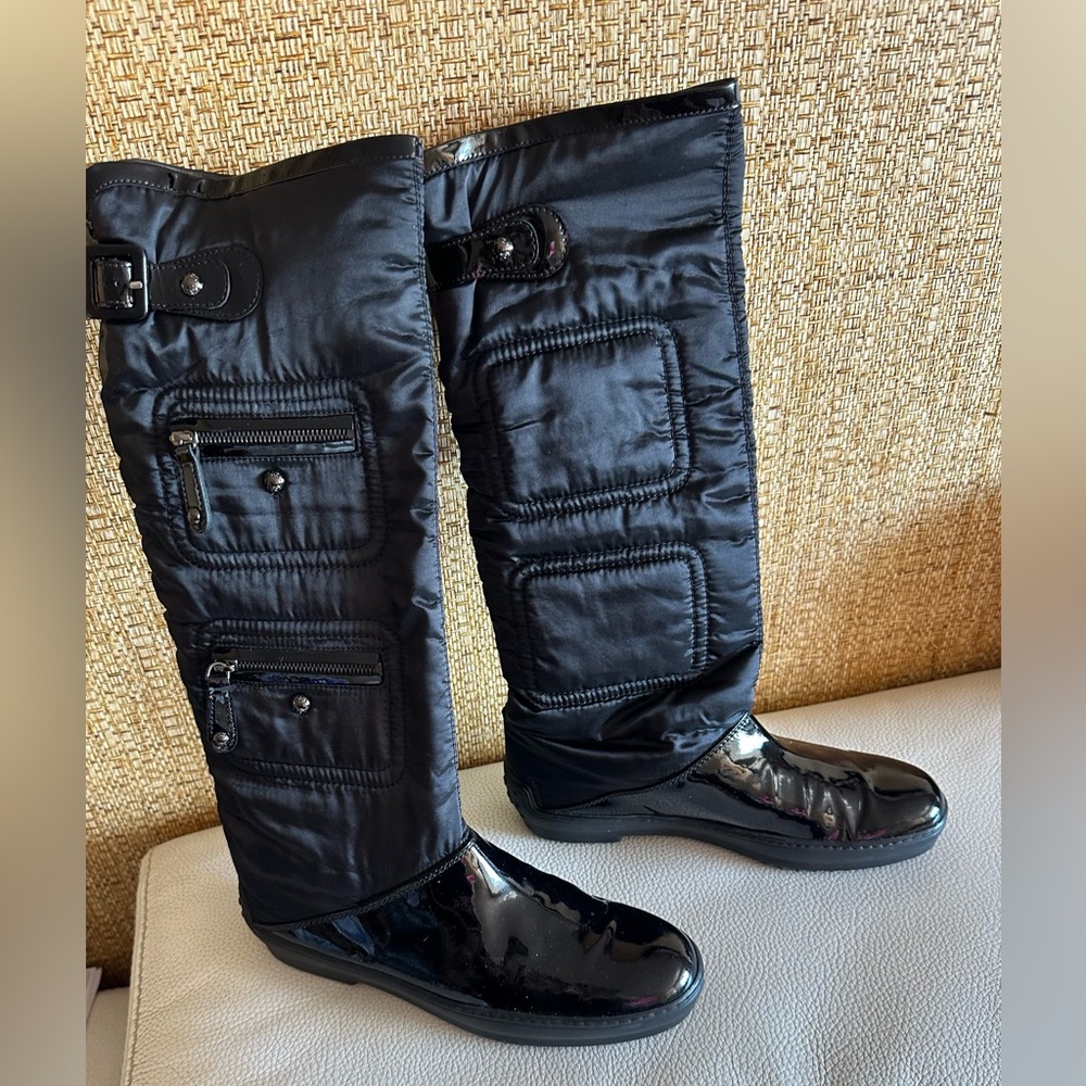 Vintage 2000’s TOD’s Boots Patent Leather and durable Waterproof Nylon s38 1/2.